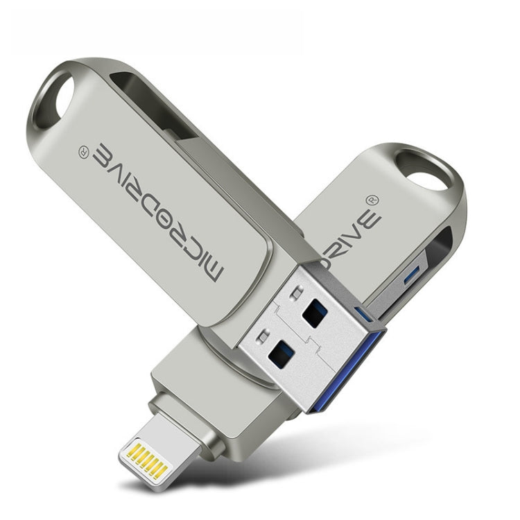 MicroDrive 2 en 1 Lightning + USB2.0 Disco flash USB de metal portátil, 8GB, 16GB, 32GB, 64GB, 128GB, 256GB, 512GB