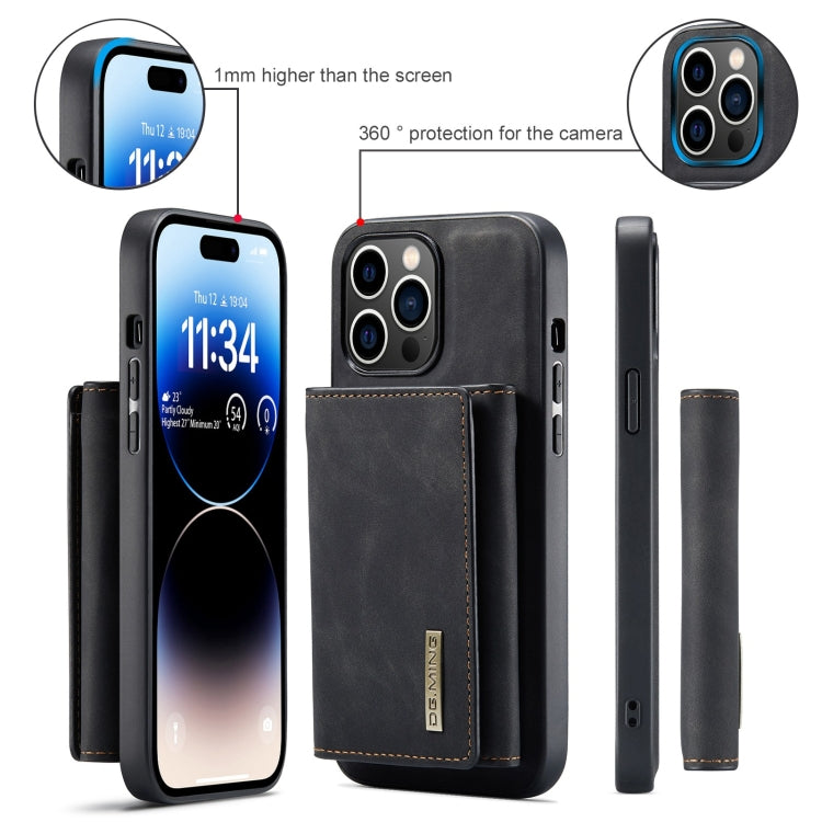 DG.MING M1 Series Funda de cuero para teléfono con billetera múltiple y tres pliegues, For iPhone 15 Pro Max, For iPhone 15 Pro, For iPhone 15 Plus, For iPhone 15