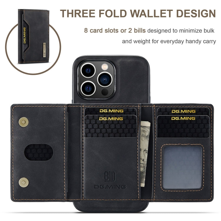DG.MING M2 Series Funda de cuero para teléfono con cartera y tarjetero de 3 pliegues, For iPhone 15 Pro Max, For iPhone 15 Pro, For iPhone 15 Plus, For iPhone 15