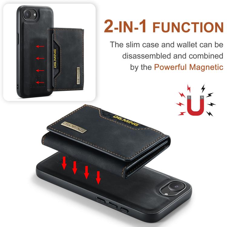 DG.MING M2 Series Funda de cuero para teléfono con cartera y tarjetero de 3 pliegues, For iPhone 17e / 16e, For iPhone 17 Pro Max, For iPhone 17 Pro, For iPhone 17, For iPhone Air, For iPhone 16 Pro Max, For iPhone 16 Pro, For iPhone 16 Plus           ...