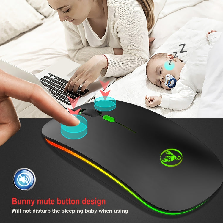 HXSJ T18 2.4GHZ 1600dpi Ratón inalámbrico emisor de luz de modo dual USB + Bluetooth 5.1 recargable
