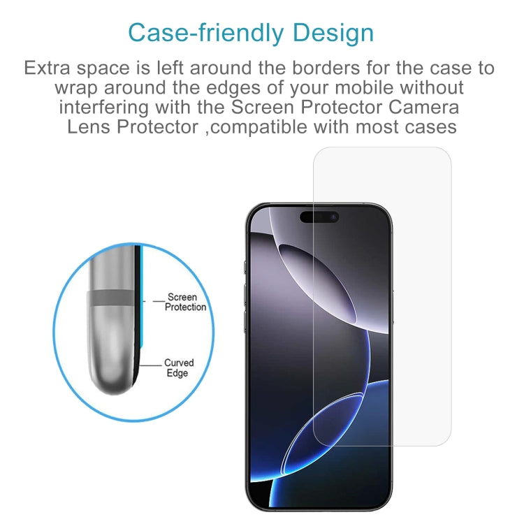 Película de vidrio templado 2.5D 9H de 0,26 mm, For iPhone 16 Pro Max, For iPhone 16 Pro, For iPhone 16 Plus, For iPhone 16, For iPhone 15 Plus / 15 Pro Max, For iPhone 15 / 15 Pro