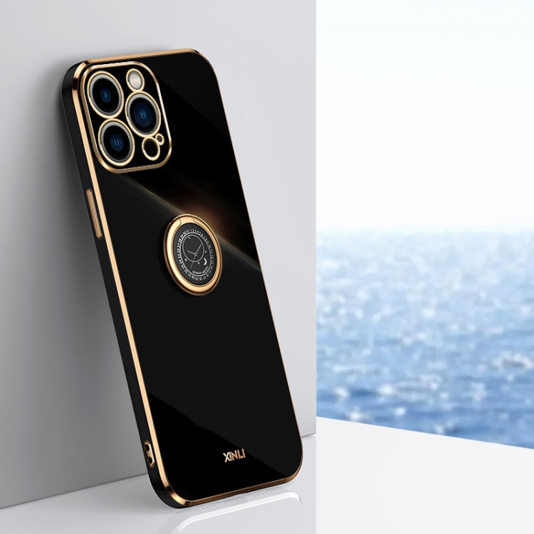 Caja del teléfono de TPU electrochapada 6D del borde recto de XINLI con el tenedor del anillo, For iPhone 16 Plus, For iPhone 16, For iPhone 15 Pro Max, For iPhone 15 Pro, For iPhone 15 Plus, For iPhone 15