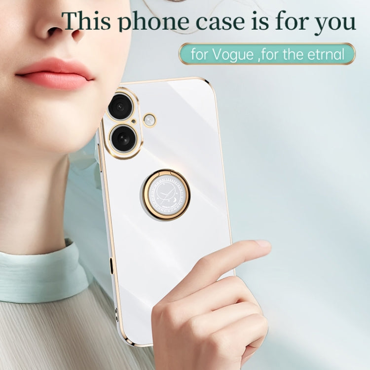 Caja del teléfono de TPU electrochapada 6D del borde recto de XINLI con el tenedor del anillo, For iPhone 16 Plus, For iPhone 16, For iPhone 15 Pro Max, For iPhone 15 Pro, For iPhone 15 Plus, For iPhone 15
