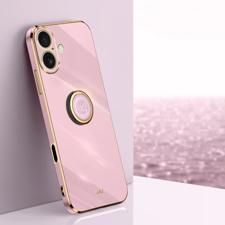 Caja del teléfono de TPU electrochapada 6D del borde recto de XINLI con el tenedor del anillo, For iPhone 16 Plus, For iPhone 16, For iPhone 15 Pro Max, For iPhone 15 Pro, For iPhone 15 Plus, For iPhone 15