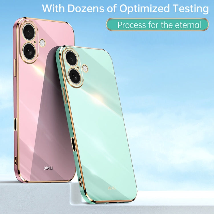 Caja del teléfono de TPU electrochapada 6D del borde recto de XINLI, For iPhone 16 Plus, For iPhone 16, For iPhone 15 Pro Max, For iPhone 15 Pro, For iPhone 15 Plus, For iPhone 15