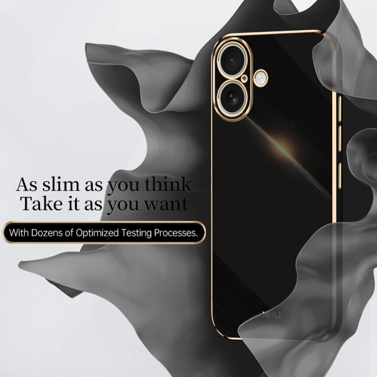 Caja del teléfono de TPU electrochapada 6D del borde recto de XINLI, For iPhone 16 Plus, For iPhone 16, For iPhone 15 Pro Max, For iPhone 15 Pro, For iPhone 15 Plus, For iPhone 15