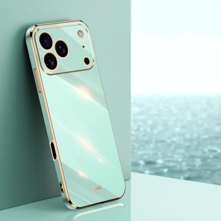 Caja del teléfono de TPU electrochapada 6D del borde recto de XINLI, For iPhone 16e / 17e, For iPhone 17 Pro Max, For iPhone 17 Pro, For iPhone Air, For iPhone 16 Pro Max, For iPhone 16 Pro