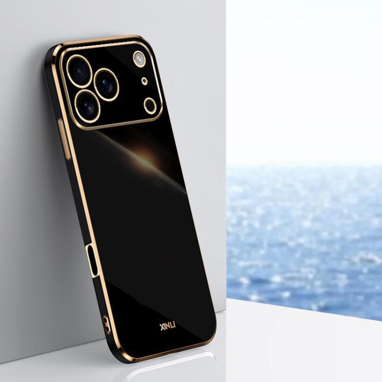 Caja del teléfono de TPU electrochapada 6D del borde recto de XINLI, For iPhone 16e / 17e, For iPhone 17 Pro Max, For iPhone 17 Pro, For iPhone Air, For iPhone 16 Pro Max, For iPhone 16 Pro