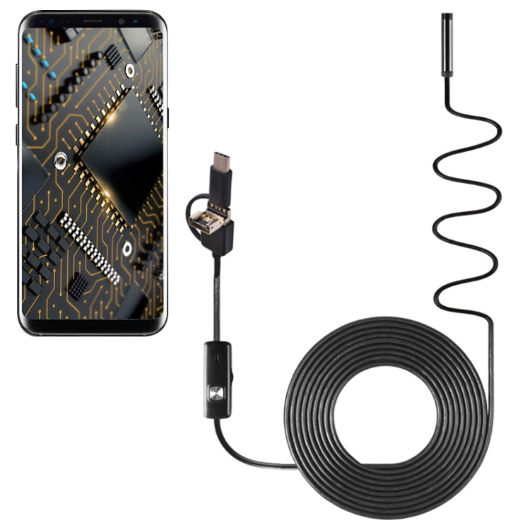 AN100 3 en 1 IP67 Impermeable USB-C / Type-C + Micro USB + USB HD Endoscopio Cámara de inspección de tubo de serpiente para partes de función OTG Teléfono móvil Android, con 6 LED, 5.5mm, 7mm, 8mm
