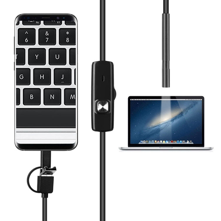 AN100 3 en 1 IP67 Impermeable USB-C / Type-C + Micro USB + USB HD Endoscopio Cámara de inspección de tubo duro para partes de función OTG Teléfono móvil Android, con 6 LED, 5.5mm, 7mm, 8mm