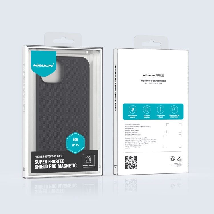 Funda magnética para teléfono NILLKIN Frosted Shield Pro Magsafe, For iPhone 15 Pro Max, For iPhone 15 Pro, For iPhone 15 Plus, For iPhone 15