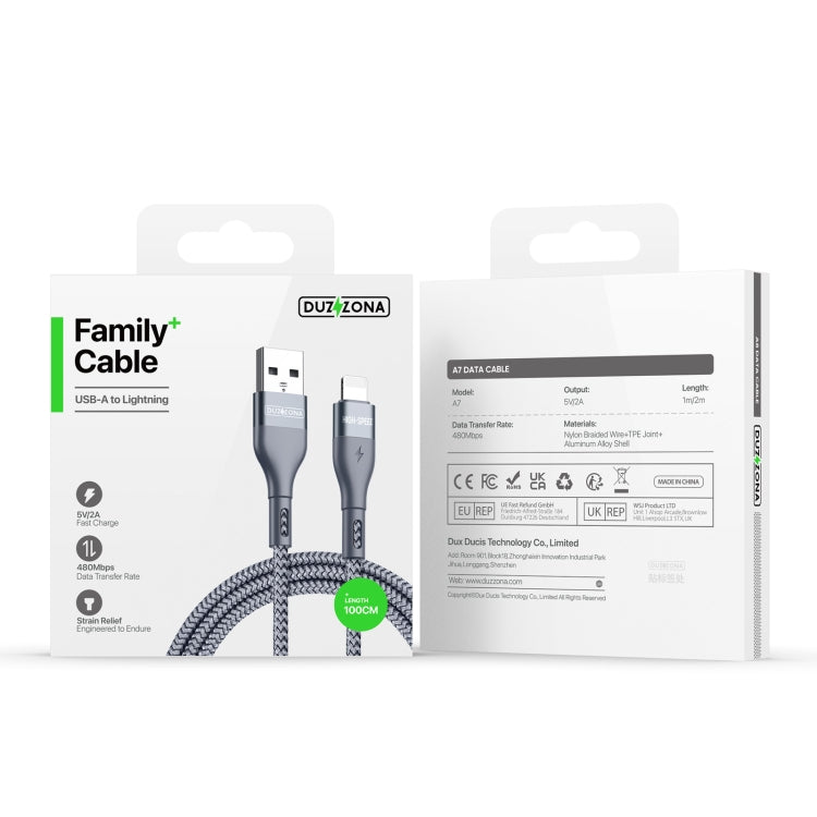 DUZZONA A7 2.4A Cable de datos de carga USB a 8 pines, 1m, 2m