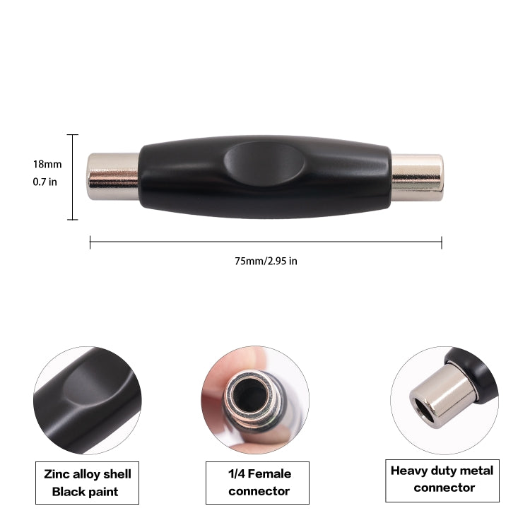 TC302 Adaptador de cable de audio estéreo TRS para guitarra hembra a hembra de 6,35 mm