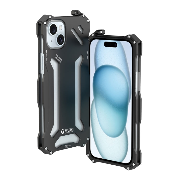 Caja del teléfono del metal de la armadura a prueba de golpes R-JUST RJ17, For iPhone 15 Pro Max, For iPhone 15 Pro, For iPhone 15 Plus, For iPhone 15