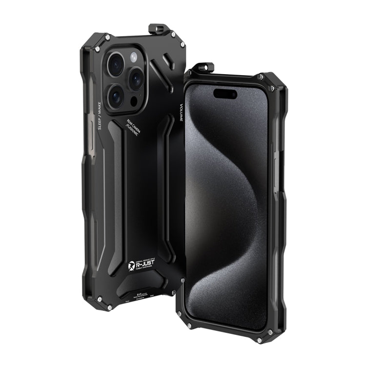 Caja del teléfono del metal de la armadura a prueba de golpes R-JUST RJ17, For iPhone 15 Pro Max, For iPhone 15 Pro, For iPhone 15 Plus, For iPhone 15