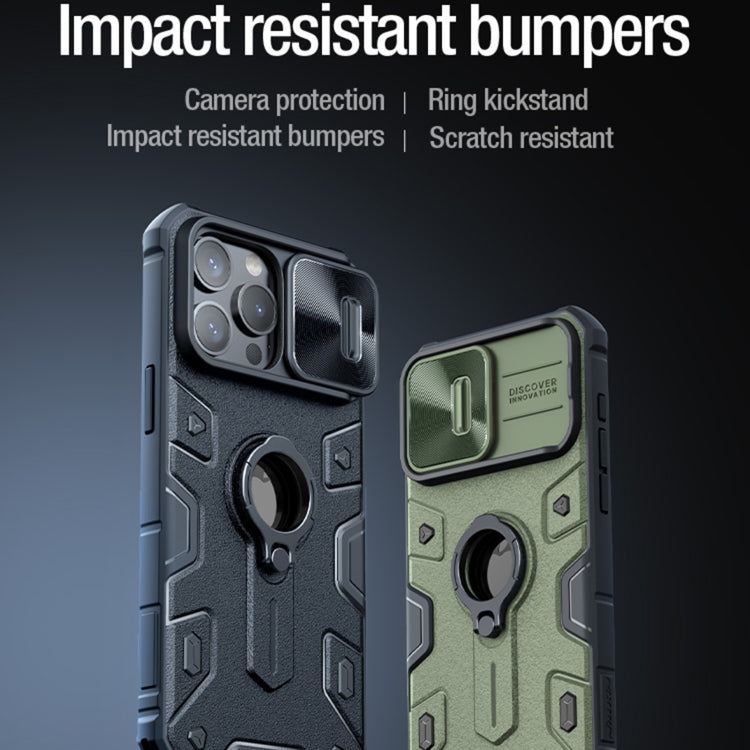 Funda protectora NILLKIN CamShield Armor a prueba de golpes con soporte de anillo invisible, For iPhone 15 Pro Max, For iPhone 15 Pro