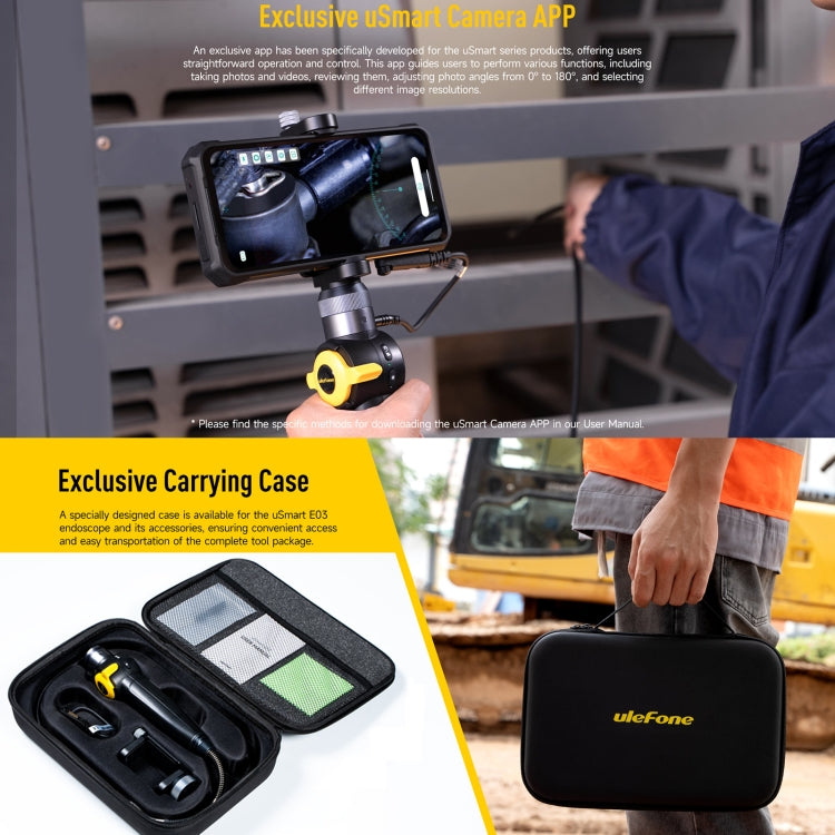 Ulefone uSmart E03 Endoscopio Giratorio IP67 Impermeable para Armor 24 / 21 / 19 / 18T / Armor Pad, uSmart E03