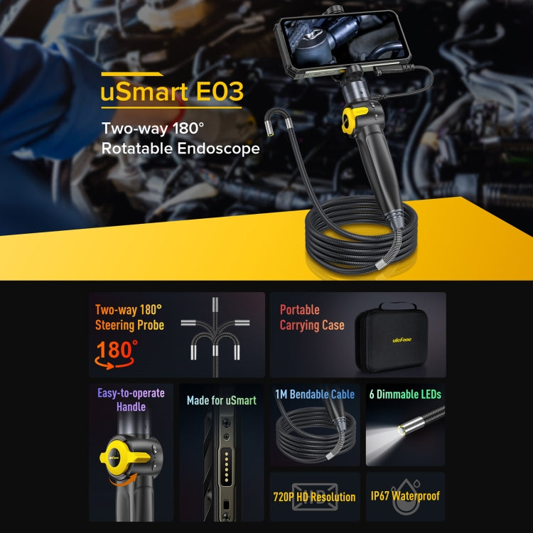 Ulefone uSmart E03 Endoscopio Giratorio IP67 Impermeable para Armor 24 / 21 / 19 / 18T / Armor Pad, uSmart E03