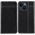 GEBEI Funda para teléfono de cuero con tapa horizontal de grano superior, For iPhone 15