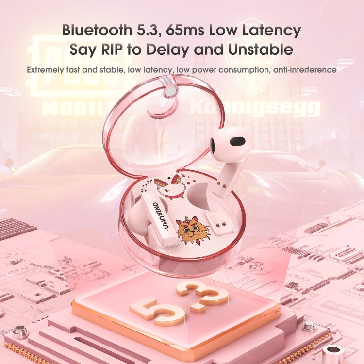 ONIKUMA T301 Auricular Bluetooth inalámbrico de dibujos animados transparente