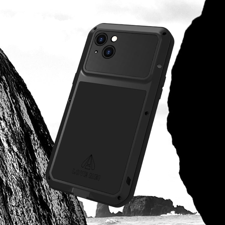 LOVE MEI Caja de teléfono a prueba de polvo impermeable a prueba de golpes de metal, For iPhone 15 Plus, For iPhone 15