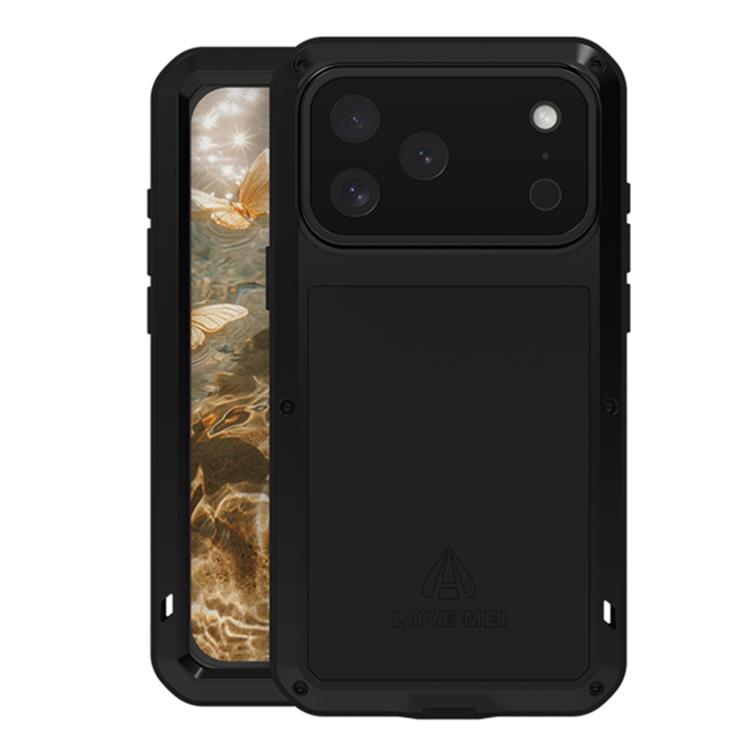 LOVE MEI Caja de teléfono a prueba de polvo impermeable a prueba de golpes de metal, For iPhone 17 Pro Max, For iPhone 17 Pro, For iPhone 17, For iPhone 16 Pro Max, For iPhone 16 Pro, For iPhone 16, For iPhone 15 Pro Max, For iPhone 15 Pro