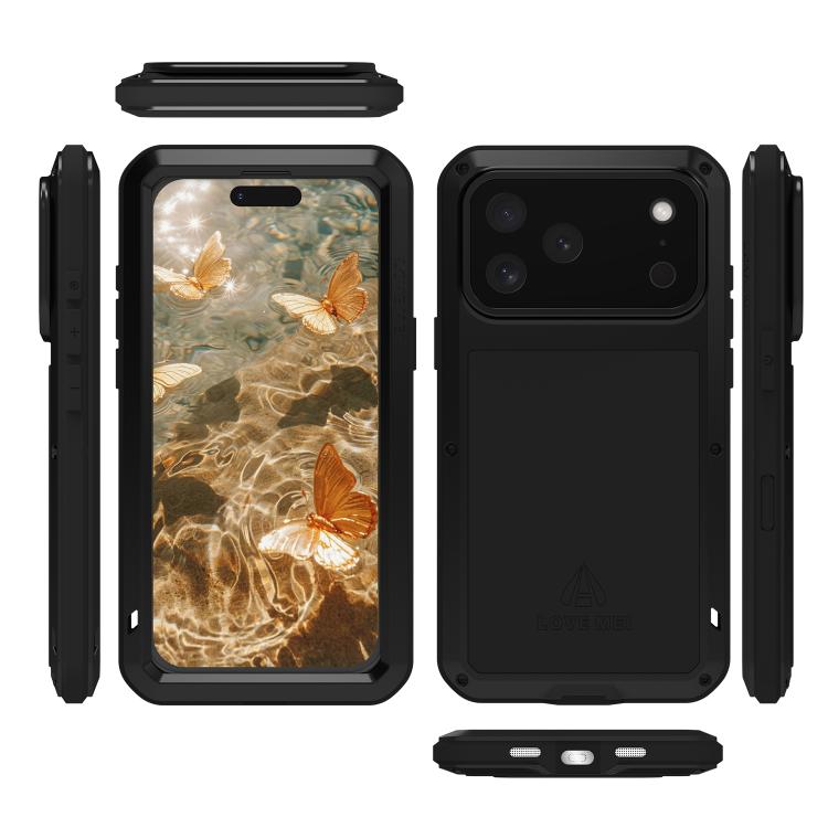 LOVE MEI Caja de teléfono a prueba de polvo impermeable a prueba de golpes de metal, For iPhone 17 Pro Max, For iPhone 17 Pro, For iPhone 17, For iPhone 16 Pro Max, For iPhone 16 Pro, For iPhone 16, For iPhone 15 Pro Max, For iPhone 15 Pro