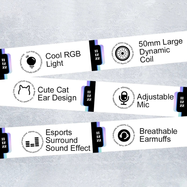 AWEI GM-9 Auriculares para juegos con cable y luz colorida con oreja de gato y micrófono, GM-9