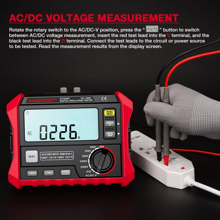 Probador de resistencia de aislamiento HABOTEST HT5205, HT5205