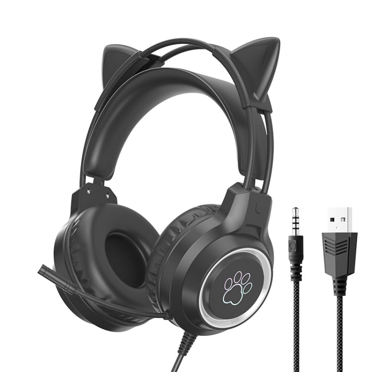 Auriculares para juegos con cable montados en la cabeza G35 Cute Cat RGB