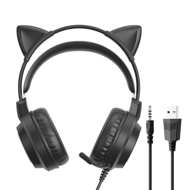 Auriculares para juegos con cable montados en la cabeza G35 Cute Cat RGB