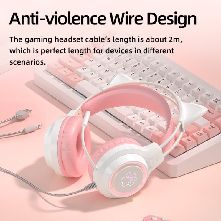 Auriculares para juegos con cable montados en la cabeza G35 Cute Cat RGB