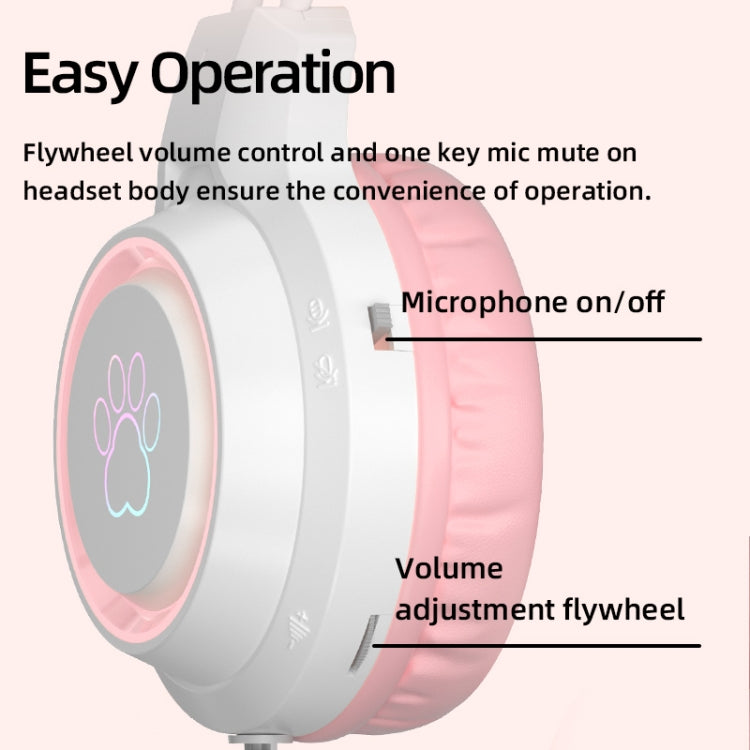 Auriculares para juegos con cable montados en la cabeza G35 Cute Cat RGB