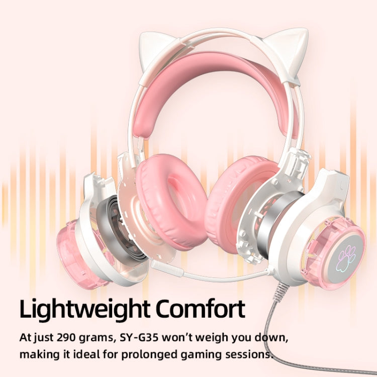 Auriculares para juegos con cable montados en la cabeza G35 Cute Cat RGB