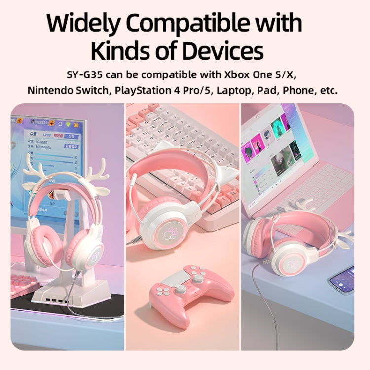 Auriculares para juegos con cable montados en la cabeza G35 Cute Cat RGB