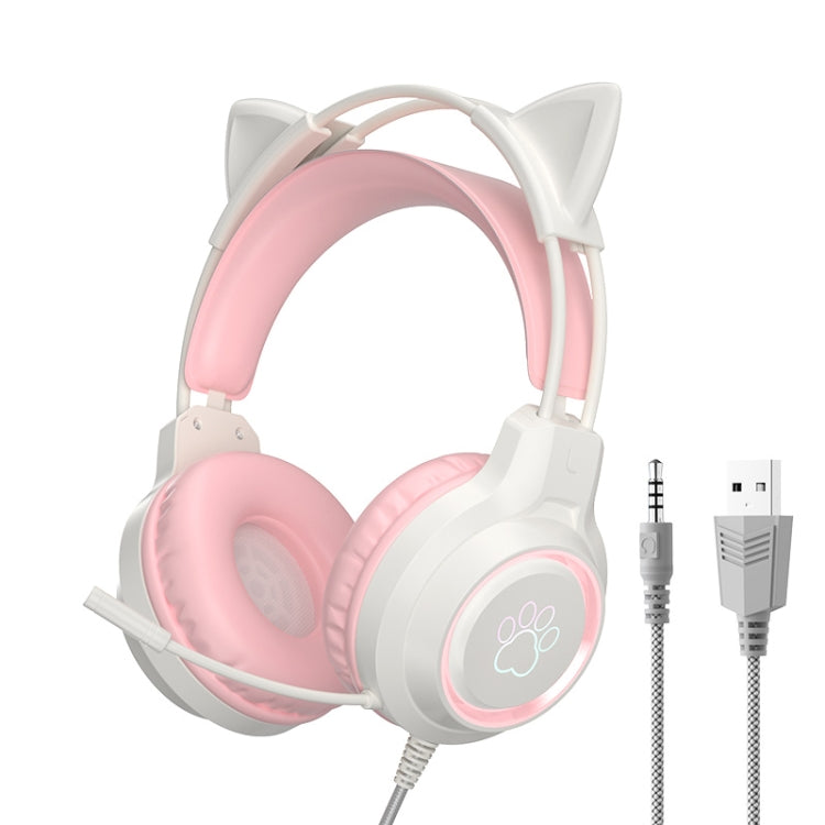 Auriculares para juegos con cable montados en la cabeza G35 Cute Cat RGB