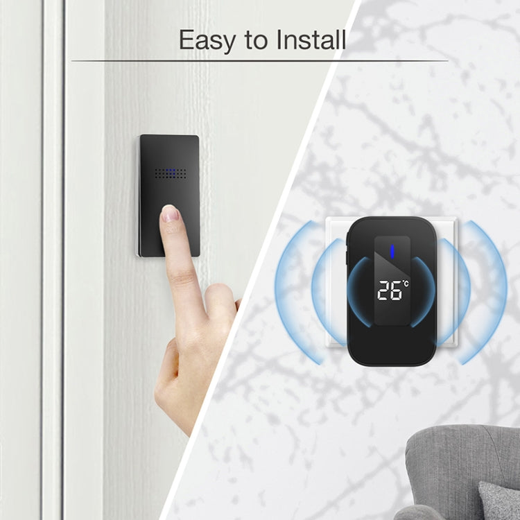 C303B Uno a Uno Timbre inalámbrico para el hogar Temperatura Pantalla digital Control remoto Buscapersonas para personas mayores, US Plug, EU Plug, UK Plug