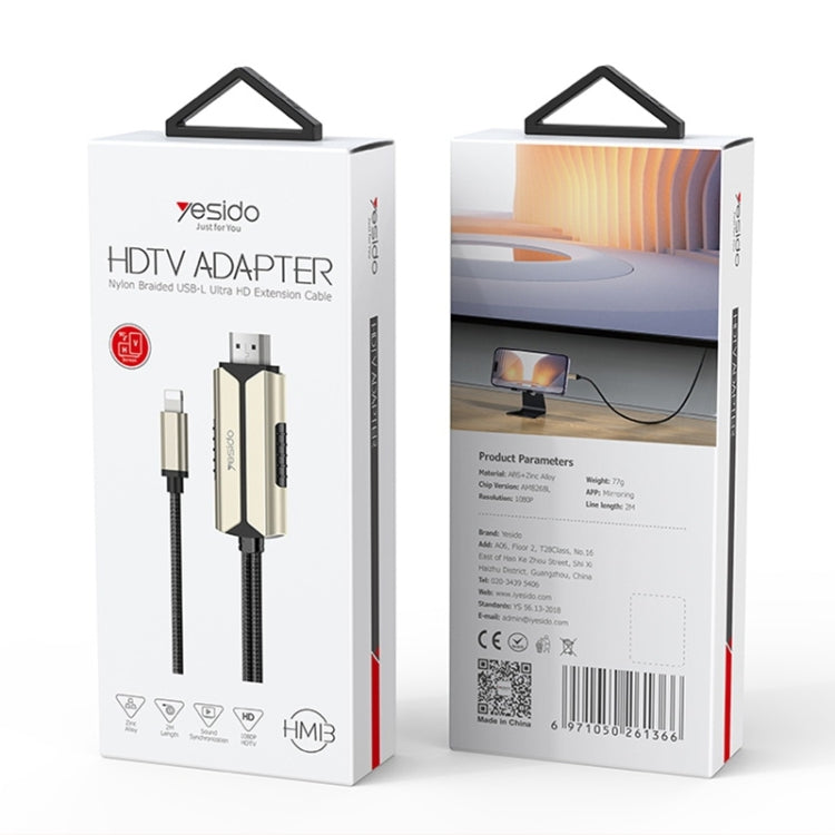 Yesido HM13 Cable adaptador HDTV de 2m y 8 pines a HDMI 1080P, HM13