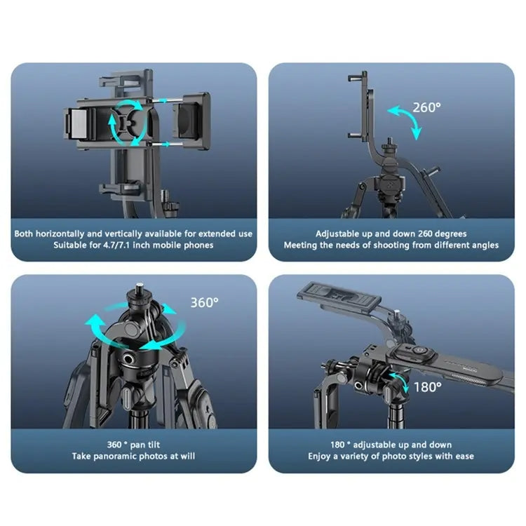 YESIDO SF17 Soporte de trípode de metal retráctil multifuncional Selfie Stick para cámara de teléfonos celulares, SF17