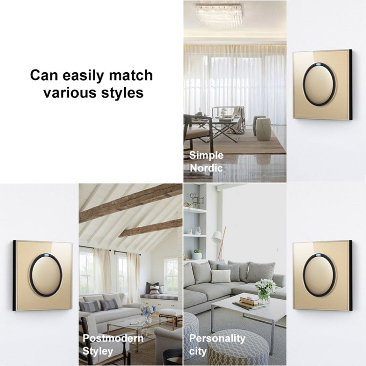 Panel de interruptores de vidrio templado LED redondo de 86 mm, vidrio redondo dorado, One Open Dual Control, Two Billing Control, Two Open Dual Control, Three Billing Control, Three Open Dual Control, Four Billing Control, Four Open Dual Control      ...