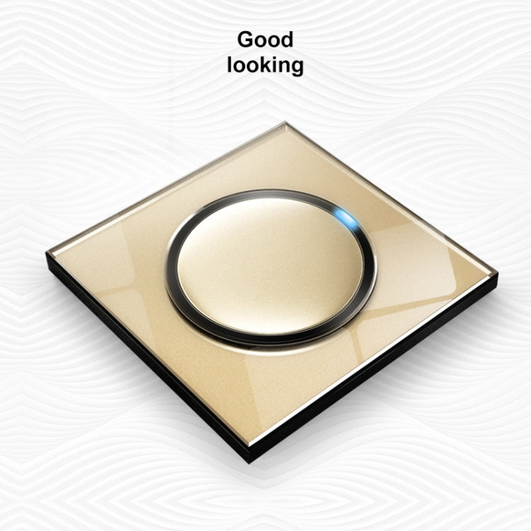 Panel de interruptores de vidrio templado LED redondo de 86 mm, vidrio redondo dorado, One Open Dual Control, Two Billing Control, Two Open Dual Control, Three Billing Control, Three Open Dual Control, Four Billing Control, Four Open Dual Control      ...