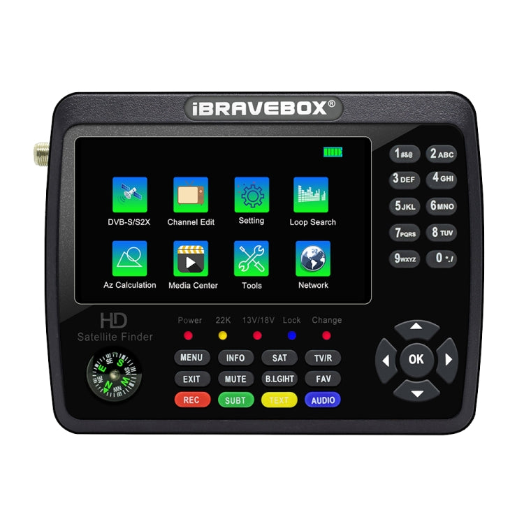 iBRAVEBOX V10 Finder Max Pantalla de 4,3 pulgadas Buscador de señal de medidor de satélite digital, compatible con DVB-S/S2/S2X, EU Plug, US Plug, UK Plug, AU Plug