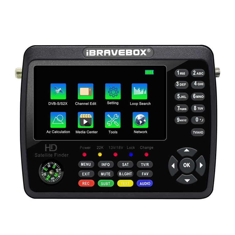 iBRAVEBOX V10 Finder Max+ Pantalla de 4,3 pulgadas Medidor digital de satélite Buscador de señal, compatible con DVB-S/S2/S2X AHD, EU Plug, US Plug, UK Plug, AU Plug