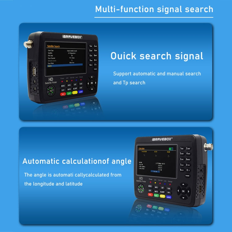 iBRAVEBOX V10 Finder Max+ Pantalla de 4,3 pulgadas Medidor digital de satélite Buscador de señal, compatible con DVB-S/S2/S2X AHD, EU Plug, US Plug, UK Plug, AU Plug