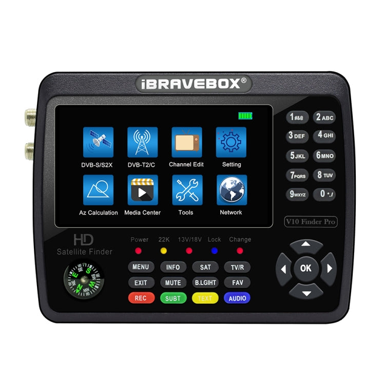 iBRAVEBOX V10 Finder Pro Buscador de señal de medidor de satélite digital con pantalla de 4,3 pulgadas, compatible con DVB-S/S2/S2X/T/T2/C, EU Plug, US Plug, UK Plug, AU Plug