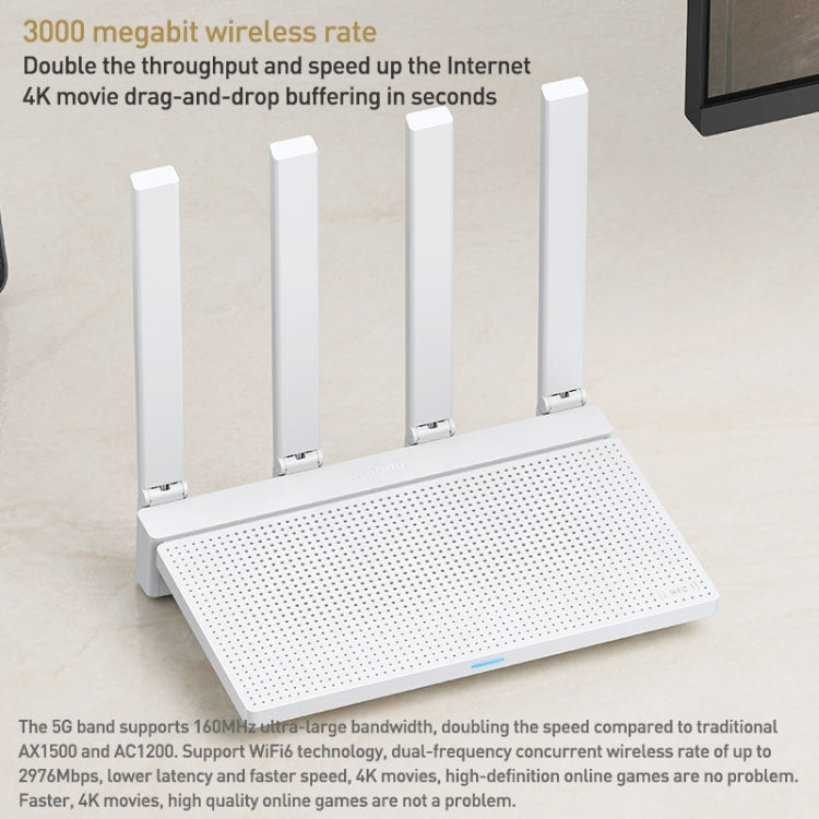 El enrutador de CPU original Xiaomi AX3000T 2,4 GHz/5 GHz de doble banda de 1,3 GHz admite conexión NFC, enchufe de EE. UU., AX3000T