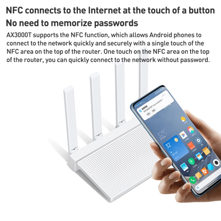El enrutador de CPU original Xiaomi AX3000T 2,4 GHz/5 GHz de doble banda de 1,3 GHz admite conexión NFC, enchufe de EE. UU., AX3000T