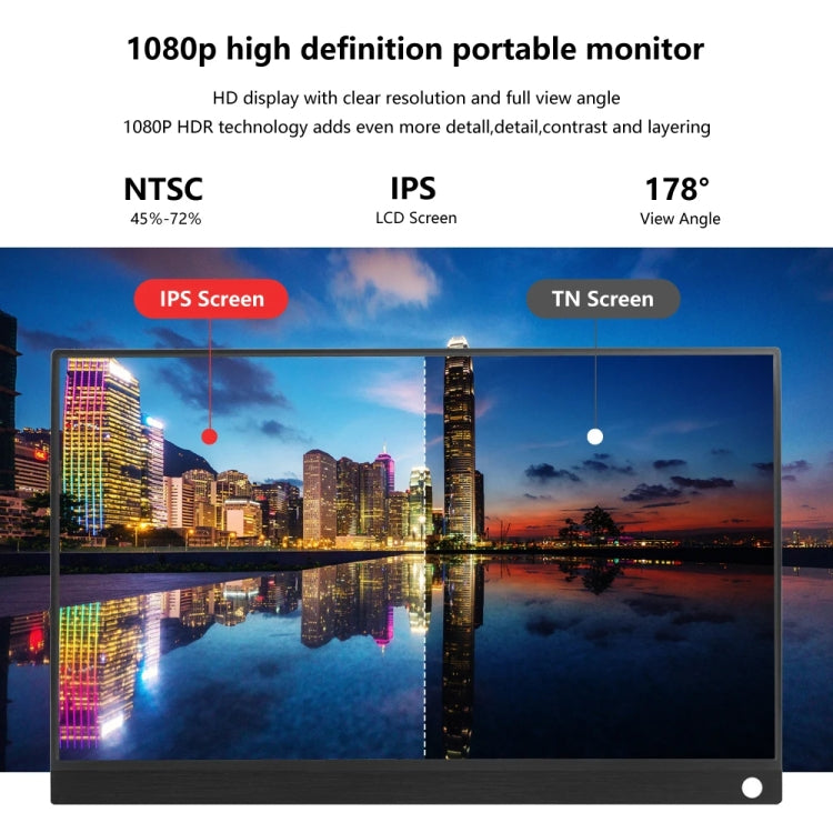Monitor portátil con pantalla IPS HDR 1080P de 15,6 pulgadas, 15.6 inch 1080P