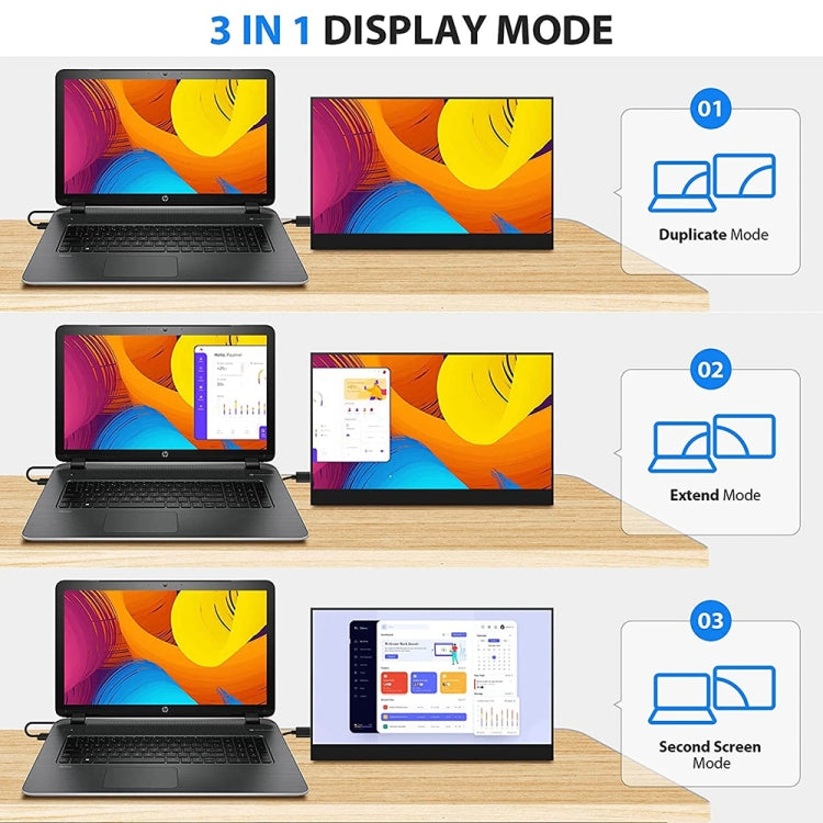 Monitor portátil con pantalla IPS HDR 1080P de 15,6 pulgadas, 15.6 inch 1080P
